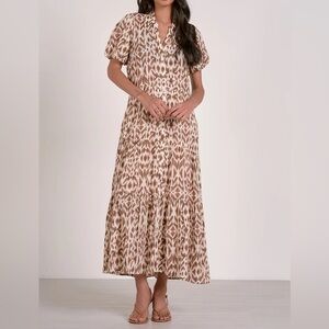 Elan Button-Front Tiered Maxi Dress – Size S – NWT